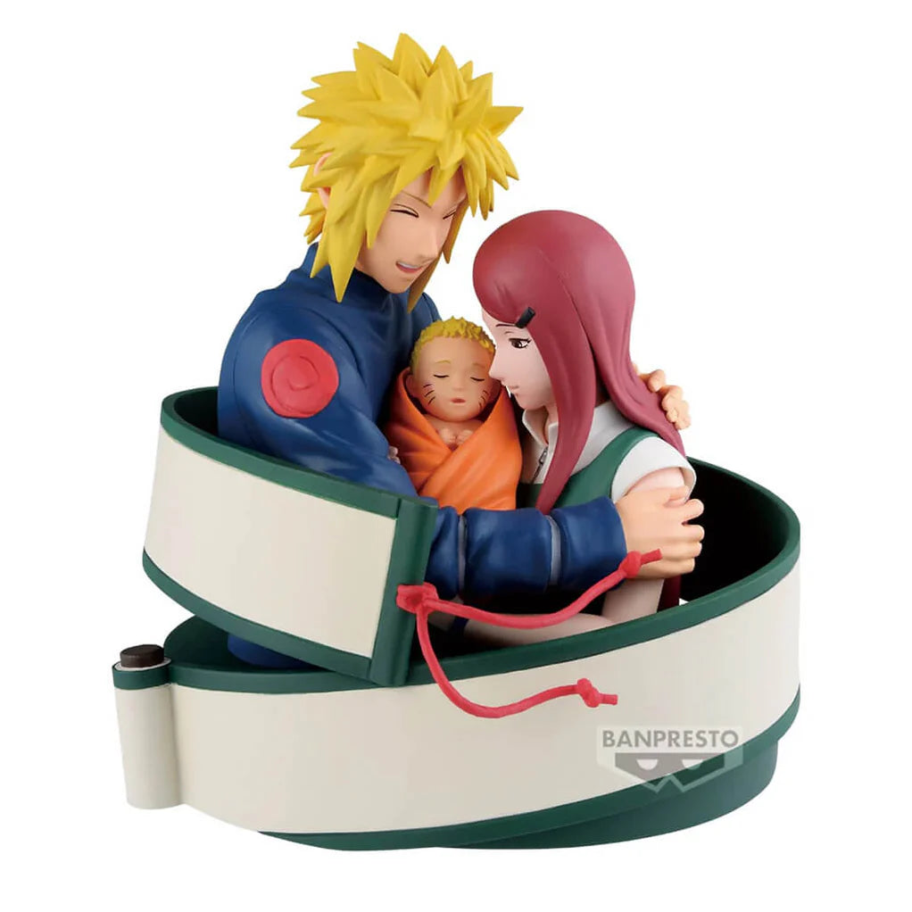 NARUTO FIGURA DIORAMA MINATO & KUSHINA & NARUTO 72 SERIES 53 COMO NUEVA PREVENTA