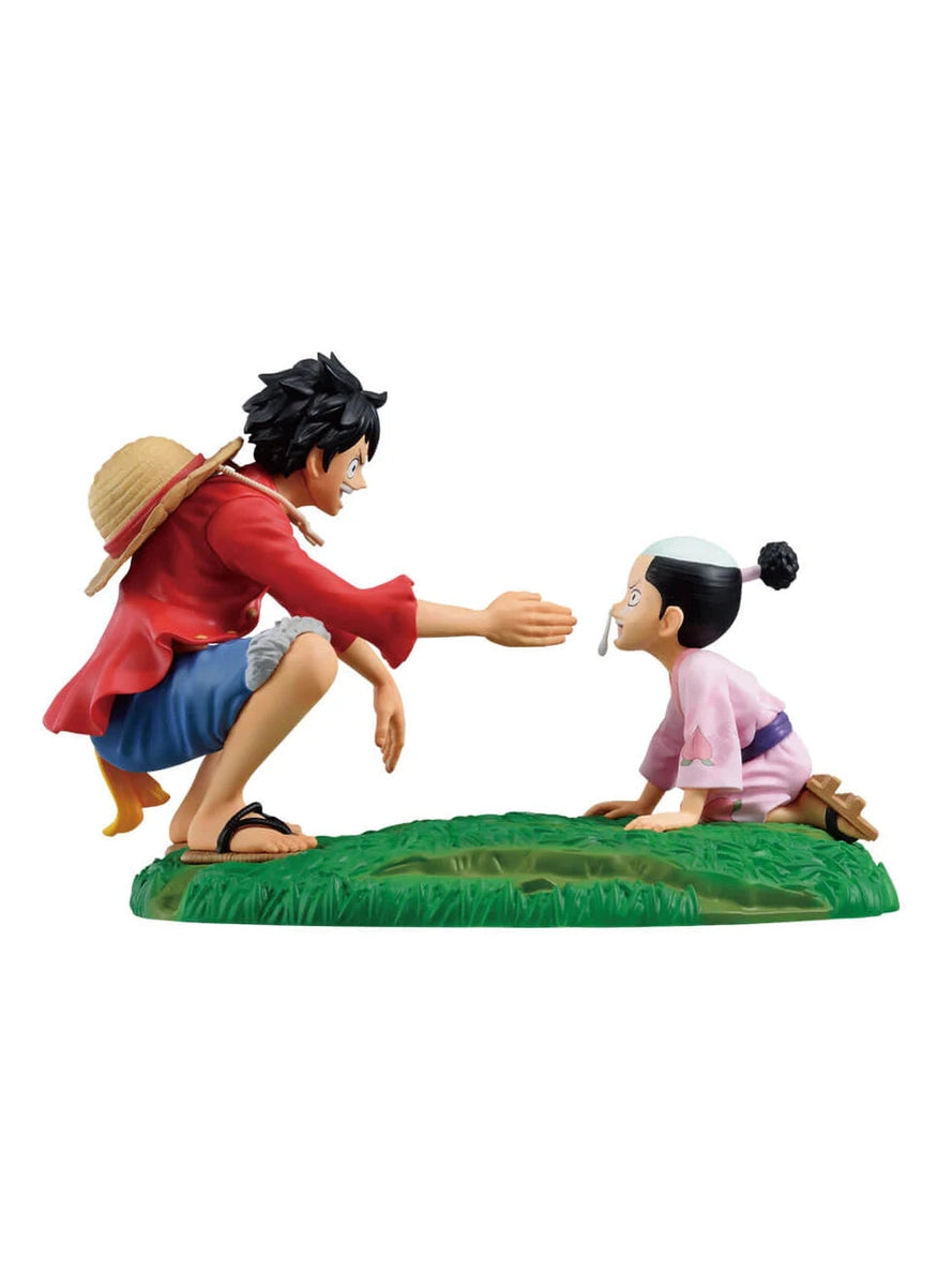 ONE PIECE FIGURA NEW DAWN PREMIO C MONKEY D. LUFFY & MOMONOSUKE REVIBLE MOMENT ICHIBAN KUJI PRECINTADA PREVENTA 3-4 SEM.
