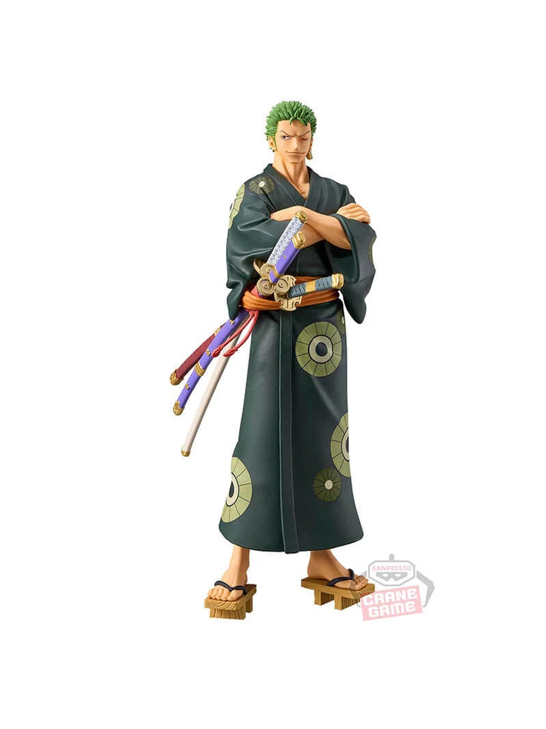 ONE PIECE FIGURA RORONOA ZORO THE GRANDLINE SERIES DXF WANOKUNI YUKATA VER. BANPRESTO COMO NUEVA PREVENTA 3-4 sem.