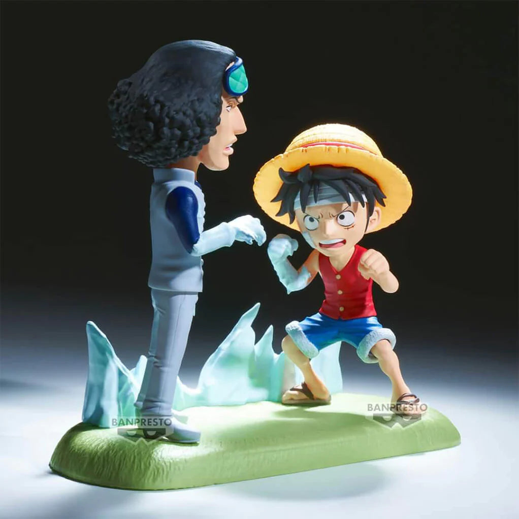 ONE PIECE FIGURA WORLD COLLECTABLE FIGURE LOG STORIES LUFFY VS AOKIJI MUY BUEN ESTADO